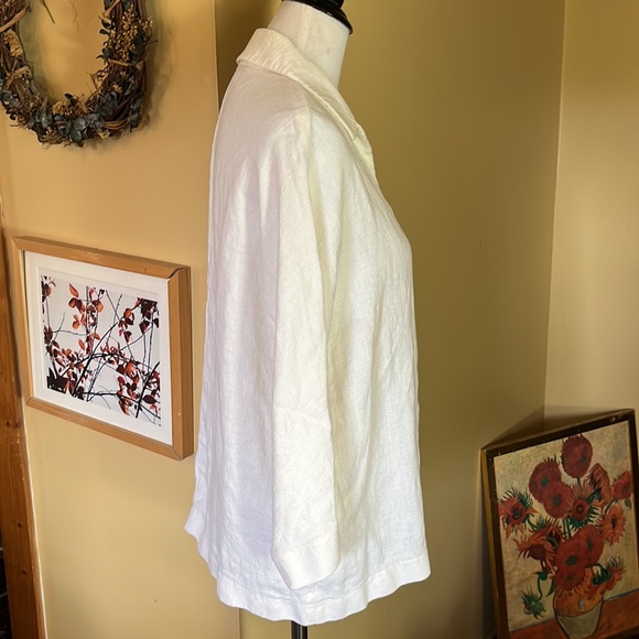 ELLEN TRACY Size 10 Buttonfront Soft Relaxed Blazer 100% Linen LagenLook casual - Picture 5 of 13